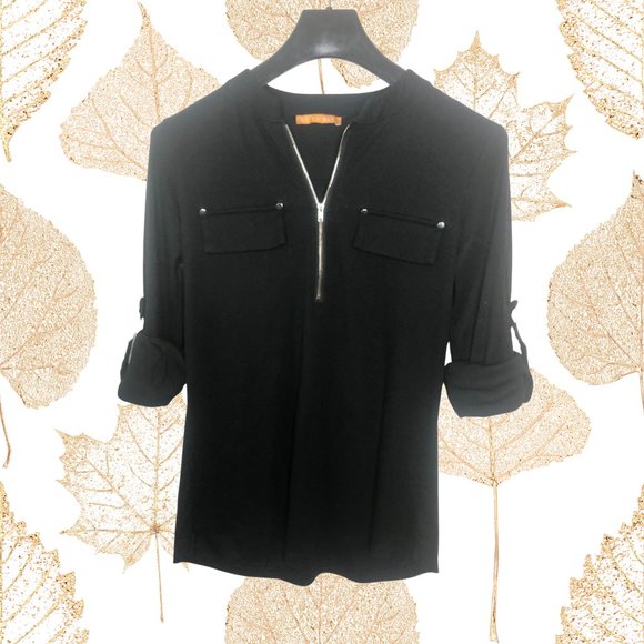 Yaya Bay Black Shirt, Sleeves Adjustable, Small - Picture 3 of 4